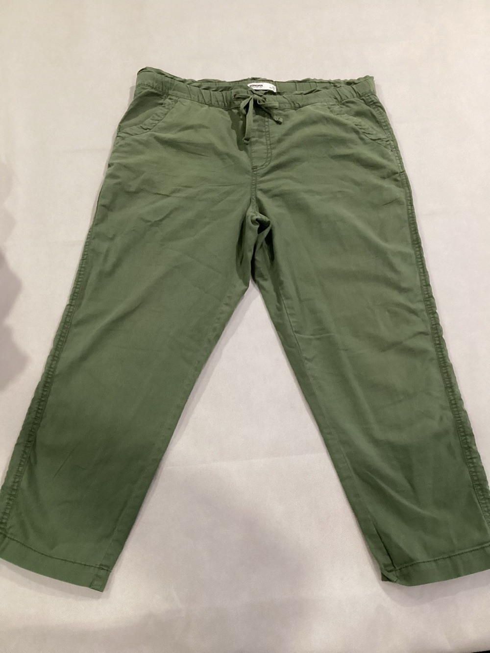 Sonoma Olive Drawstring Cropped Ankle Pants size medium p 9/17